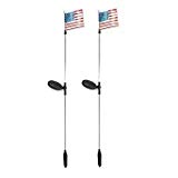Pack of 2 Solar Powered Outdoor Garden U.S Flag Stake Path Light