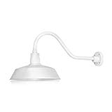 14in. White Outdoor Gooseneck Barn Light Fixture with 22in. Long Extension Arm – Wall Sconce Farmhouse, Vintage, Antique Style – UL Listed – 9W 900lm A19 LED Bulb (5000K Cool White) 14in. White Outdoor Gooseneck Barn Light Fixture with 22in. Long Extension Arm – Wall Sconce Farmhouse, Vintage, Antique Style – UL Listed – 9W 900lm A19 LED Bulb (5000K Cool White)