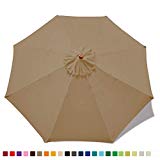ABCCANOPY 23+ Colors 9ft Market Umbrella Replacement Canopy with 8 Ribs (Khaki)