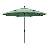 California Umbrella 11′ Round Aluminum Market Umbrella, Crank Lift, Collar Tilt, Black Pole, Pacifica Spa