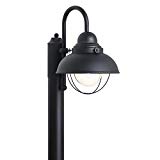 Cheap Sea Gull Lighting 8269-12 Sebring One-Light Outdoor Post Lantern with Clear Seeded Glass Diffuser, Black Finish