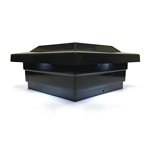 Solar Post Cap Light LED Low Profile Black 5″x5″ inch for Vinyl & Wood Bright 4x SMD LED Lighting For Sale