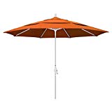 Cheap California Umbrella 11′ Round Aluminum Market Umbrella, Crank Lift, Collar Tilt, White Pole, Pacifica Straw