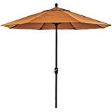 Cheap dali Patio Umbrella, 9 Ft Aluminum Patio Market Outdoor Table Umbrella Auto Tilt Crank, Brown