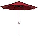 Abba Patio 9 Ft Fade Resistant Sunbrella Patio Umbrella with Auto Tilt and Crank, Alu. 8 Ribs, Red For Sale