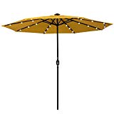 Sundale Outdoor 10 ft Solar Powered 24 LED Lighted Patio Umbrella Table Market Umbrella with Crank for Garden, Deck, Backyard, Pool, 8 Steel Ribs, Recharge for Phone (Yellow) For Sale