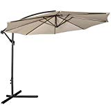 Cheap TANGKULA Patio Umbrella 10ft Outdoor Sun Shade Umbrella Hanging Offset Crank W/Corss Base 8 Rips Steel Sturdy Frame Table Umbrella for Garden Pool Deck Market Umbrella (Beige)