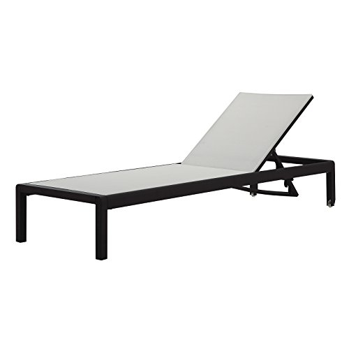 Meelano 200-DGR-WHI M200 Outdoor Chaise Lounge, Dark Grey/White