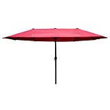 Outsunny 9′ Outdoor Patio Umbrella with Twin Canopy Sunshade – Wine Red Review