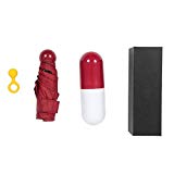 Mini Umbrella with Cute Capsule Case, Ultra Light and Small Windproof Anti-UV Sun umbrella, Compact Pocket Umbrella (red)