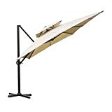 Abba Patio 9 by 12-Feet Square Offset Cantilever Umbrella Dual Wind Vent Patio Hanging Umbrella with Cross Base, Beige For Sale