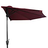 Palm Springs 9ft Aluminium Outdoor Patio Half Umbrella Garden Parasol Burgundy For Sale