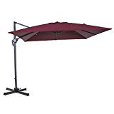 Cloud Mounatin 10 x 10 Ft Patio Umbrella Offset Outdoor Umbrella, 8 Ribs 100% Polyester Cross Base Cantilever Hanging Umbrella, 360 Degree Rotation (Burgundy) For Sale