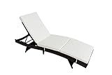 Jetime Outdoor Brown Rattan Lounge Chair Wicker Portable Chaise Couch Furniture Ajustable Sunbed Lounger Garden Couch Cushion with Beige Cushion