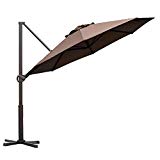 Cheap Abba Patio Offset Cantilever Umbrella 11-Feet Outdoor Patio Hanging Umbrella with Cross Base, Cocoa