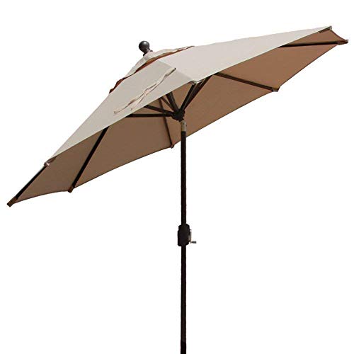 EliteShade Sunbrella 9Ft Market Umbrella Patio Outdoor Table Umbrella with Ventilation,Bonus Weatherproof Cover (Sunbrella Heather Beige)
