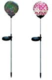 Cheap Set of 2 Ball Lights, Solar Mosaic Crackle Glass Ball, Multi-color Color Change Garden Stake Yard LED Light