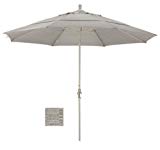 California Umbrella 11′ Round Aluminum Market Umbrella, Crank Lift, Collar Tilt, Sand Pole, Woven Granite Olefin