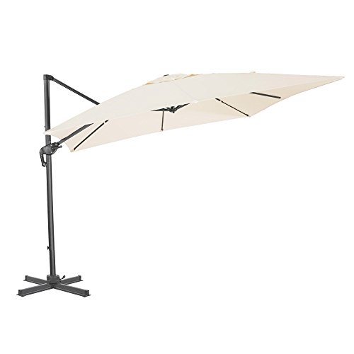 Cheap Cloud Mounatin 10 x 10 Ft Patio Umbrella Offset Outdoor Umbrella, 8 Ribs 100% Polyester Cross Base Cantilever Hanging Umbrella, 360 Degree Rotation (Mike White)