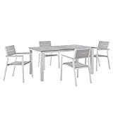 Cheap Modway Maine 5-Piece Aluminum Dining Table And Chair Outdoor Patio Set in White Light Gray