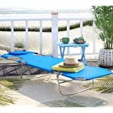 Gifford Folding Chaise Lounge Chair, Weather And Rust Resistant, Blue Gifford Folding Chaise Lounge Chair, Weather And Rust Resistant, Blue