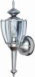 Designers Edge L-2553 PAW 16-Inch Dual Eye Motion-Activated Outdoor One-Light Upward Wall Sconce, Pewter with Beveled Glass For Sale