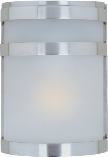 Maxim 56005FTSST Arc LED 1-Light Outdoor Wall Sconce Lantern, Stainless Steel Finish, Frosted Glass, GU24 LED Bulb , 60W Max., Dry Safety Rating, Standard Dimmable, Glass Shade Material, 2016 Rated Lumens