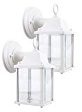 Cheap Lit-Path Matte White Outdoor LED Wall Lantern, Wall Sconce as Porch Light, 9.5W (75W Equivalent), 800 Lumen, Aluminum Housing Plus Glass, Water-Proof and Outdoor Rated, ETL and ES Qualified, 2-Pack