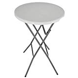 Palm Springs 32” Round White Plastic 43” High Folding Bar Table Cover (Black) For Sale