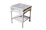 Tortuga Outdoor Portside Wicker Side Table – White For Sale