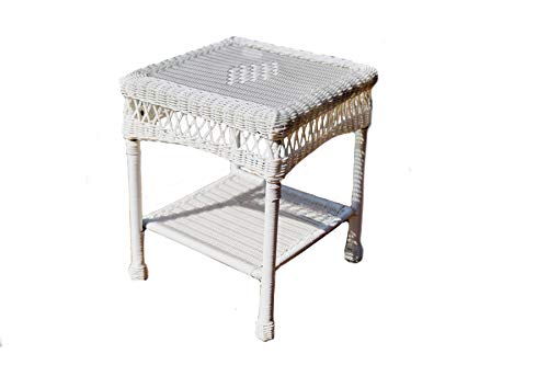 Tortuga Outdoor Portside Wicker Side Table  White For Sale