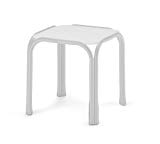 Telescope Casual Square Marine Grade Polymer End Table, 17-Inch, Gloss White Frame Finish with Snow Top For Sale