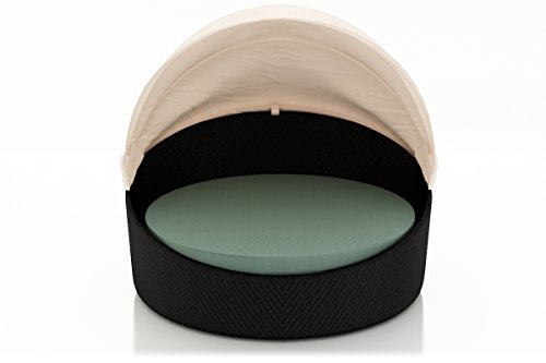 Harmonia Living Wink Outdoor Modern Wicker Daybed with Turquoise Sunbrella Cushion (SKU HL-WINK-CB-DB-SP)