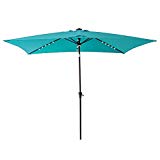Cheap C-Hopetree Solar Power LED Light Outdoor Patio Market Umbrella 6’6″ x 10′ Rectangular Crank Winder, Push Button Tilt, Aqua Blue