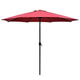 Le Papillon 9 ft Luxurious Outdoor Patio Umbrella Aluminum Table Market Umbrella 250/gsm Crank Lift Push Button Tilt, Claret Review