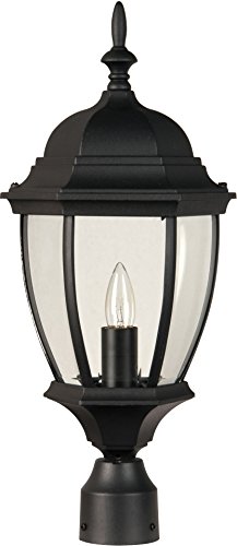 Exteriors Z285-05 Bent Glass 1 Light Post Mount Light Fixture with Clear Beveled Glass, Matte Black