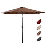 EASELAND Patio Umbrella 9-Feet Outdoor Table Market Umbrella Push Button Tilt and Crank Garden Parasol with Crank Winder, 8 Ribs, Brown