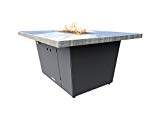 Cheap COOKE Palisades Rectangular Fire Pit Table – 44×36 – Chat Height – Propane – Brushed Aluminum Top with 3cm Edge – Grey Texture Powdercoat Base