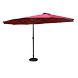 Aok Garden 15 ft Market Outdoor Umbrella Double-Sided Aluminum Table Patio Umbrella with Crank,Burgundy
