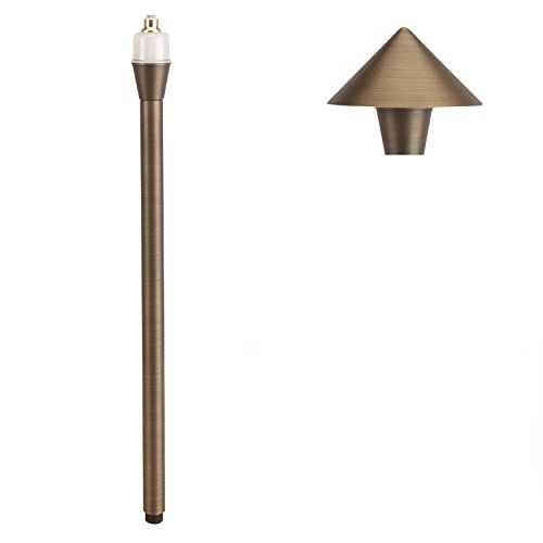 LFU Pandora Brass LED Pathway Light. Built-in LED Stem. Hat Included. Low Voltage. 2700K. Antique Bronze Finished. 4.8W. LF-1001-AB-LED