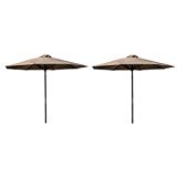 Destination Gear Classic Wood Chocolate 9' Polyester Market Umbrellas, 2-Pack