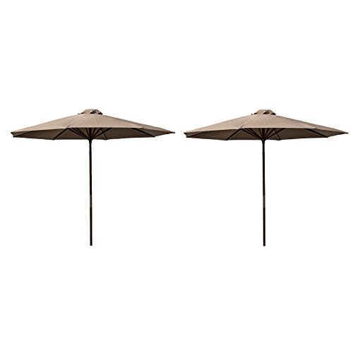 Destination Gear Classic Wood Chocolate 9' Polyester Market Umbrellas, 2-Pack
