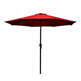 Cheap I-Choice 9 ft Outdoor Patio Umbrella Aluminum Market Table Garden Umbrella 8 Ribs W/Push Button Tilt & Crank Lift Adjustment, Red