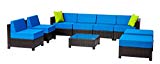 9 pcs Luxury Wicker Patio Sectional Indoor Outdoor Sofa Furniture set Drak Blue Review