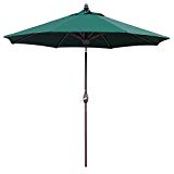 Sunbrella Patio Umbrella 9 Feet Outdoor Market Table Umbrella Auto Tilt, Crank Umbrella Cover, Canvas Forest Green
