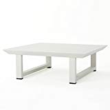 Cheap Great Deal Furniture Bonnie Outdoor White Finish Rust-Proof Aluminum Coffee Table