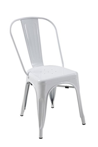ATC Manhattan Powder-Coated Steel Side Chair, White (Pack of 4)