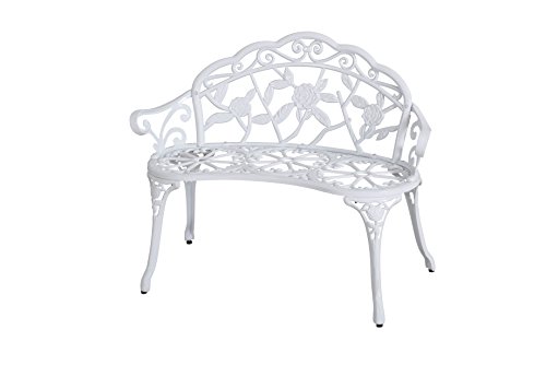 Sunjoy Rosier Cast Aluminum Verdi White Loveseat Bench