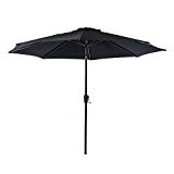 Sundale Outdoor 9 Feet Aluminum Market Umbrella Table Umbrella with Crank and Auto Tilt for Patio, Garden, Deck, Backyard, Pool, 8 Alu. Ribs, 100% Polyester Canopy (Black)