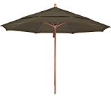 Cheap California Umbrella 11′ Round Hardwood Pole Fiberglass Rib Market Umbrella, Stainless Steel Hardware, Pulley Lift, Sunbrella Cocoa